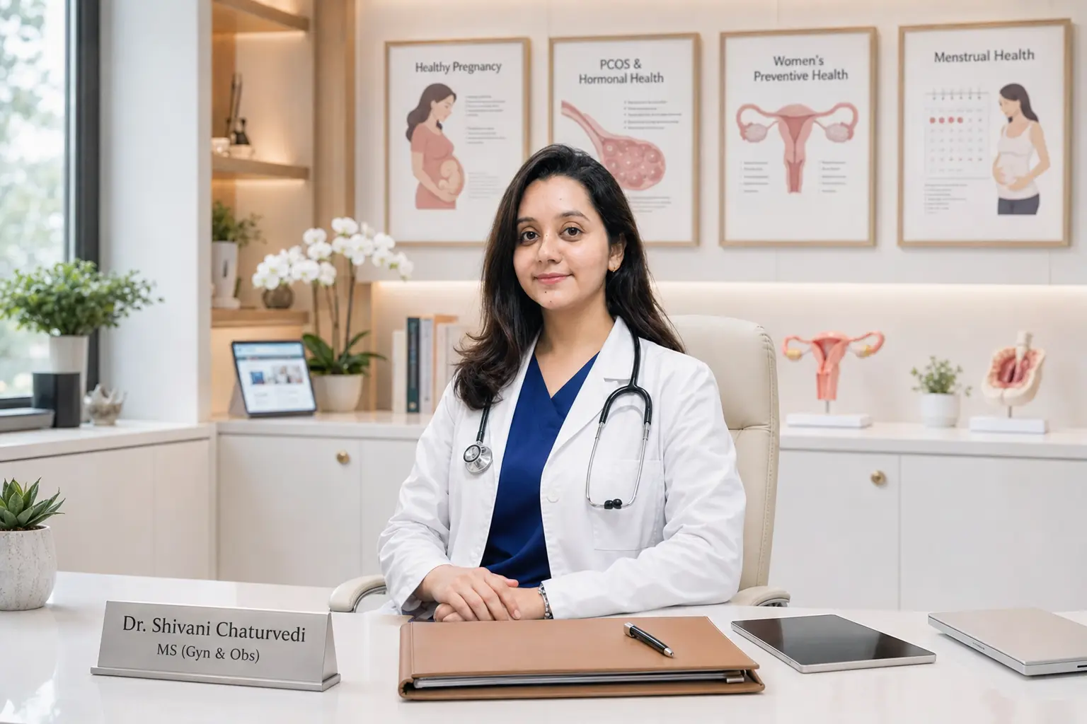 Dr. Shivani Chaturvedi in a gynaecology consultation with a patient at स्त्रीCare, Andheri West